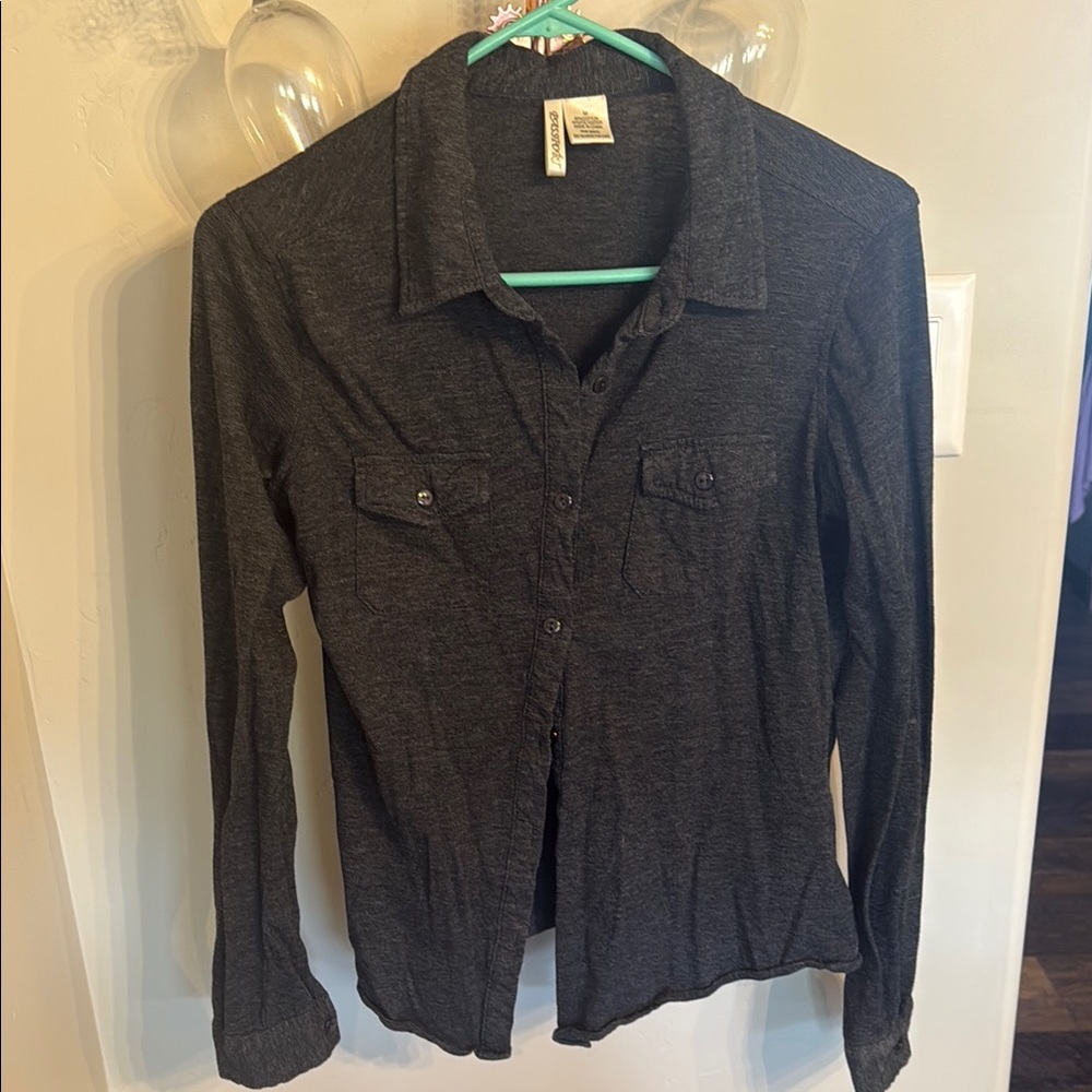 Passport Black Button Down Shirt